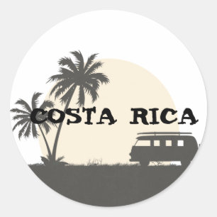 Adesivo Costa Rica Hippy Van e Conselho Surf em Lua