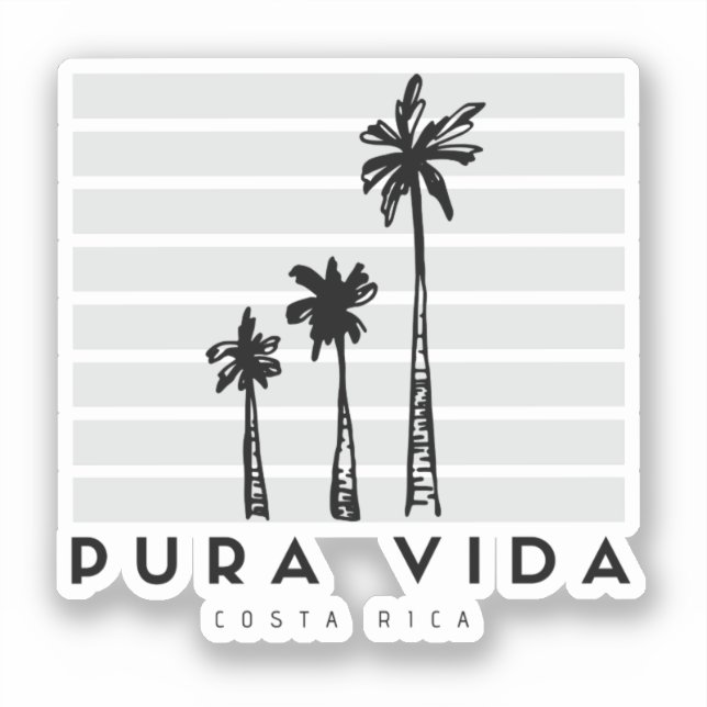 Adesivo Costa Rica Pura Vida Palm Tree Souvenir (Frente)