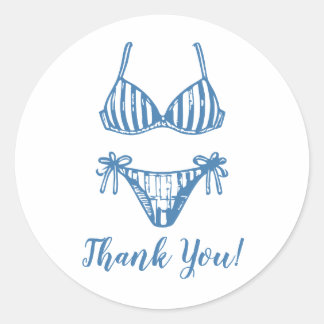 Adesivo Costeira Minimalista Blue Bikini Obrigado