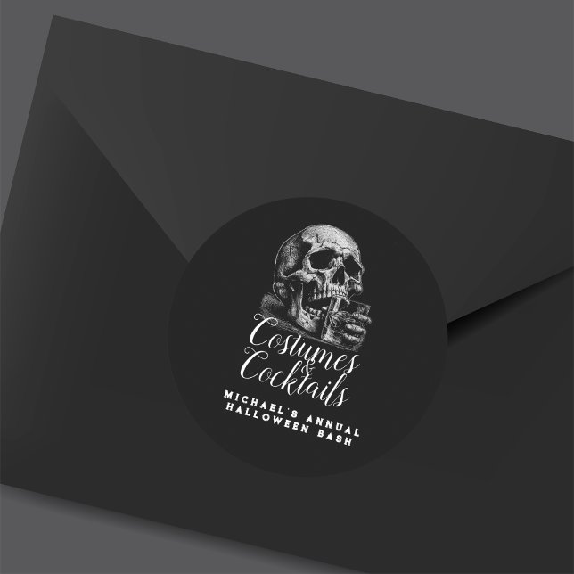 Adesivo Costume and Cocktails Black Halloween Party  (Criador carregado)