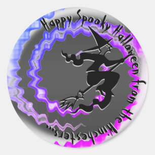 Adesivo Costume de feitiço roxo de bruxa voadora de Hallow