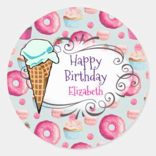 Adesivo Costume do feliz aniversario dos cupcakes de