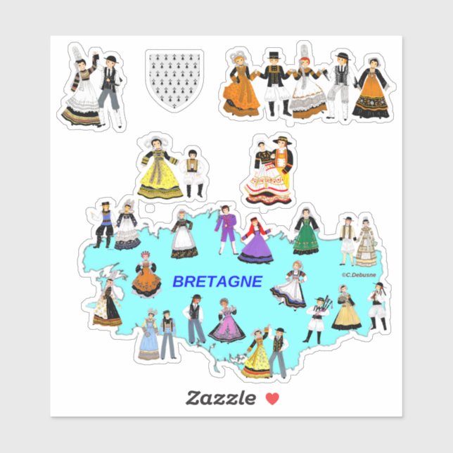 Adesivo Costumes régionaux de Bretagne, France (Folha)