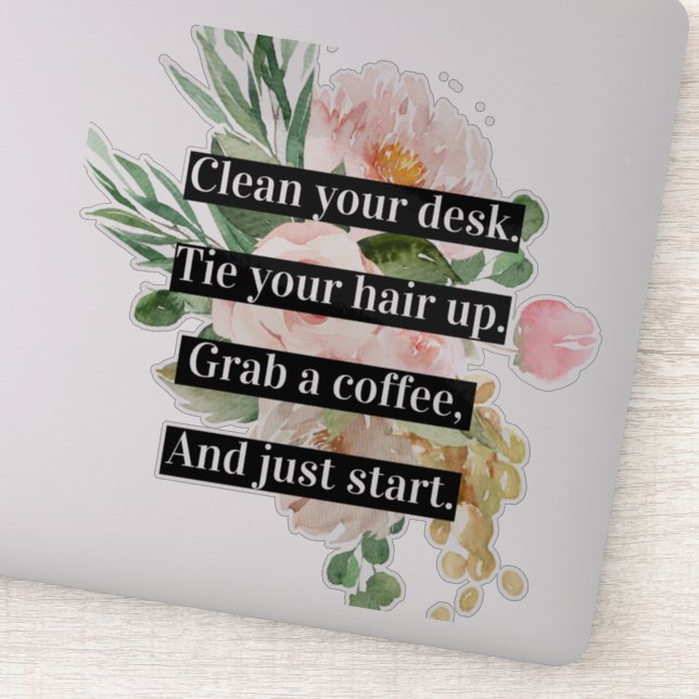 Adesivo Cota de Motivação Positiva Moderna e Flores Rosa (Detalhe)