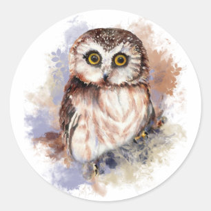 Adesivo Cota Watercolor Owl Bird Nature art