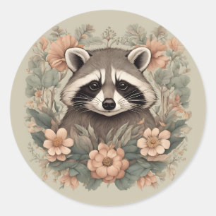 Adesivo Cottagecore Cute Raccoon