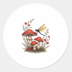 Adesivo Cottagecore Dragonfly Aestética Mushroom Witchy Fl