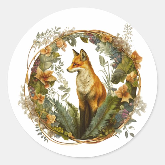 Adesivo Cottagecore Fox Vintage (Frente)