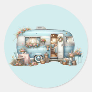 Adesivo Cottagecore Vintage Camper Floral Boho Acentos