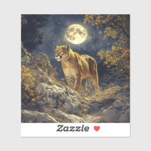Adesivo Cougar na Arte da Vida Selvagem à Lua