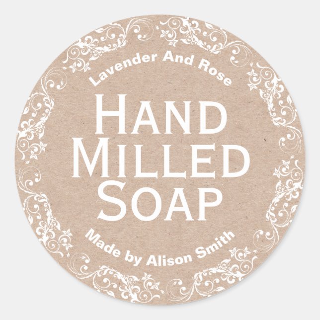 Adesivo Country Kraft E Lace Soap Candle Melt Labs (Frente)