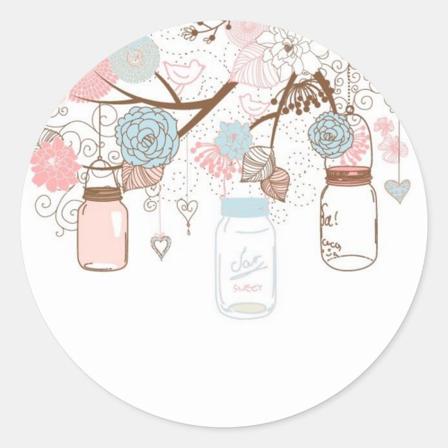 Adesivo Country Mason Jar Baby Stickers Azul e Rosa (Frente)