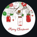 Adesivo Country Mason Jar Christmas Sticker<br><div class="desc">Adicione um toque de charme rústico à sua decoração de férias com este adorável adesivo de Natal inspirado na vintage. Apresentando charmosos jardins adorados com verde festivo e a frase clássica "Feliz Natal",  este adesivo é perfeito para presentes e cartões de saudação.</div>