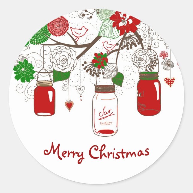 Adesivo Country Mason Jar Christmas Sticker (Frente)