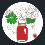 Adesivo Country Mason Jar Christmas Sticker<br><div class="desc">Country Mason Jar Christmas Sticker</div>
