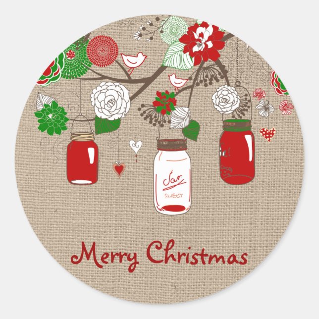 Adesivo Country Mason Jar Christmas Sticker no falso Burla (Frente)