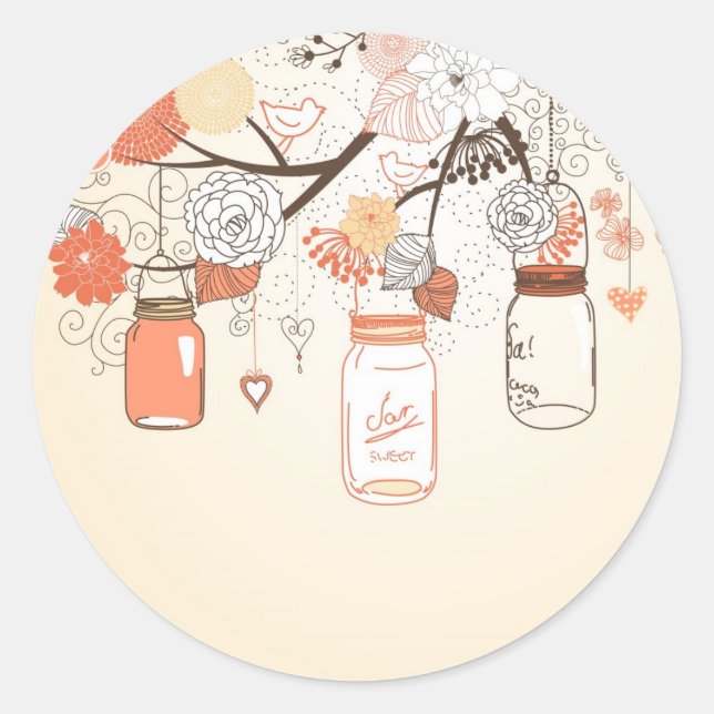 Adesivo Country Mason Jar Sticker Orange (Frente)