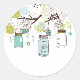 Adesivo Country Mason Jars Blue Flowers