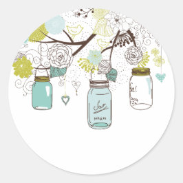 Adesivo Country Mason Jars Blue Flowers