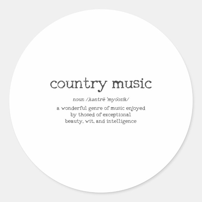 Adesivo Country Music Definition Funny Saying Musician Gif (Frente)