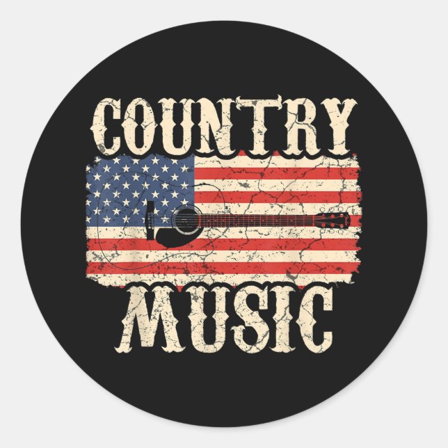 Adesivo Country Music Guitar American Flag Gift (Frente)