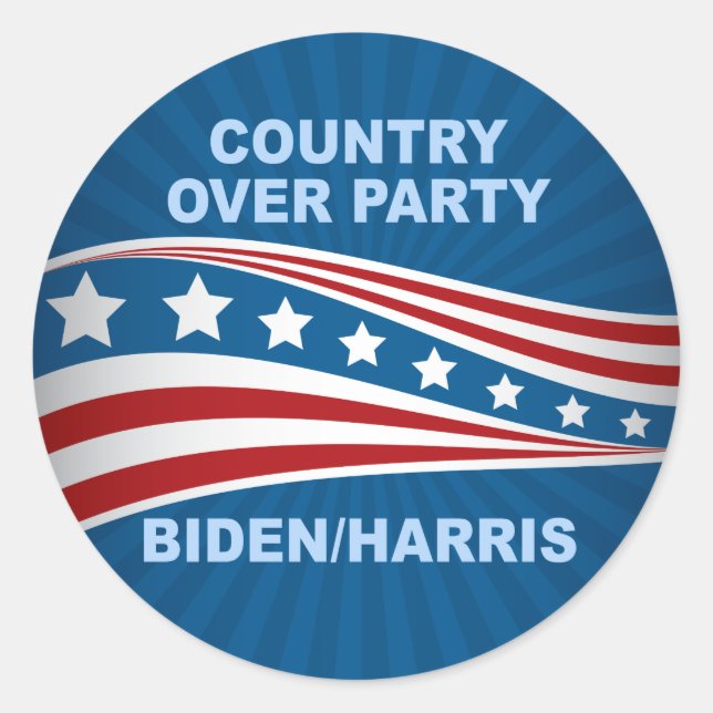 Adesivo Country Over Party Biden Harris (Frente)