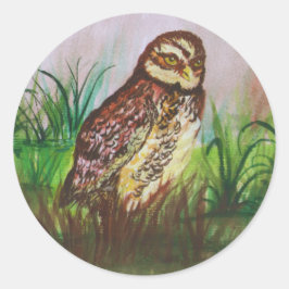 Adesivo Country Owl in nature watercolor art