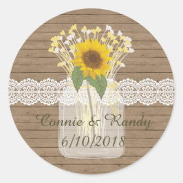 Adesivo Country Rustic Mason Jar Sunflower Stickers