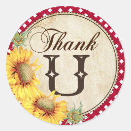 Adesivo Country Sunflower e Gingham Check Obrigado