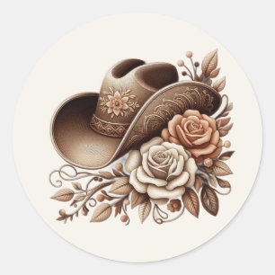 Adesivo Country Western Cowgirl Hat com Flores