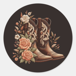 Adesivo Country Western Flowers com Botas de Cowboy
