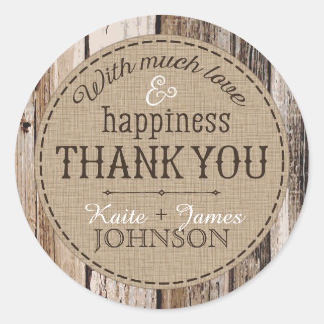 Adesivo Country Wood Planks Rustic Obrigado Rótulo De Casa (Frente)