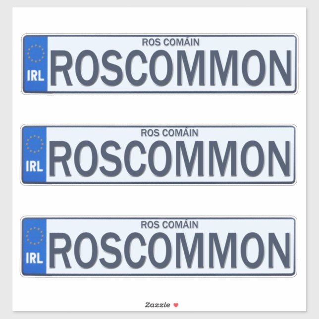Adesivo County Roscommon Irish Reg Plate Decal Stickers x3 (Folha)