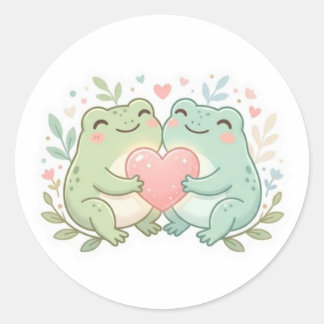 Adesivo Couple Frog Sticker Cute Two Frogs Love Heart Roma