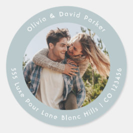 Adesivo Couple Photo Return Address Classic Round Sticker
