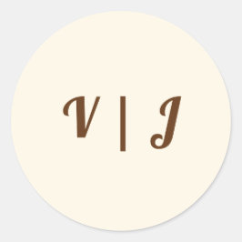 Adesivo Couple’s Initials in Brown on Ivory Small