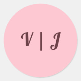 Adesivo Couple’s Initials on Pink Small Round Sticker