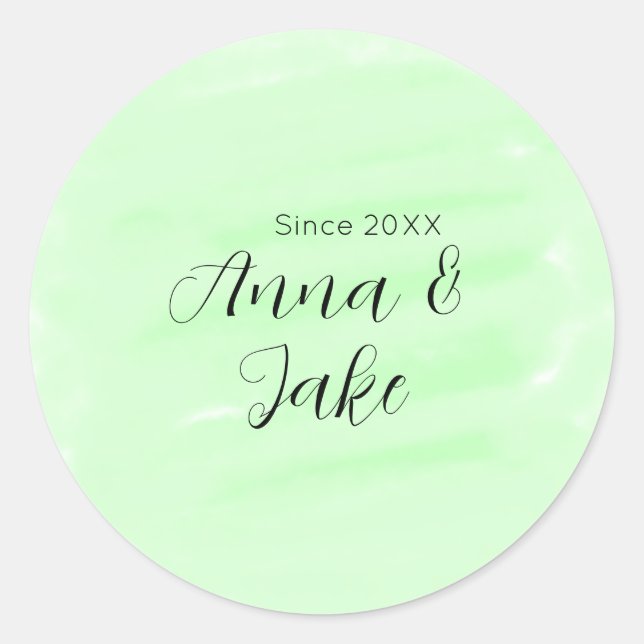 Adesivo Couple wedding name date green watercolor pastel l (Frente)