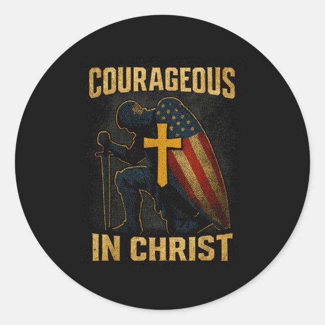 Adesivo Courageous In Christ Knight Cross Patriotic Usa Fl (Frente)