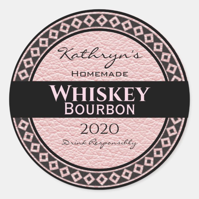 Adesivo Couro Rosa Personalizado Redondo (Frente)