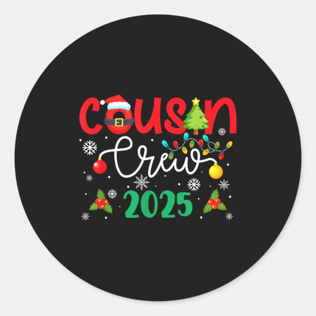 Adesivo Cousin Crew 2025 Christmas Xmas Holiday Matching F (Frente)