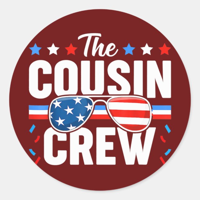 Adesivo Cousin Crew 4 de julho Família Patriótica American (Frente)