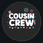 Adesivo Cousin Crew 4th of July Patriotic American Family<br><div class="desc">Cousin Crew 4th of July Patriotic American Family Matching Gift. Perfect gift for your dad,  mom,  papa,  men,  women,  friend and family members on Thanksgiving Day,  Christmas Day,  Mothers Day,  Fathers Day,  4th of July,  1776 Independent day,  Veterans Day,  Halloween Day,  Patrick's Day</div>