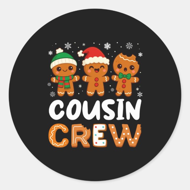 Adesivo Cousin Crew Christmas 2025 Cookie Kids Boy Girl Fa (Frente)