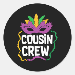 Adesivo Cousin Crew Mardi Gras Funny Mardi Gras Cousin