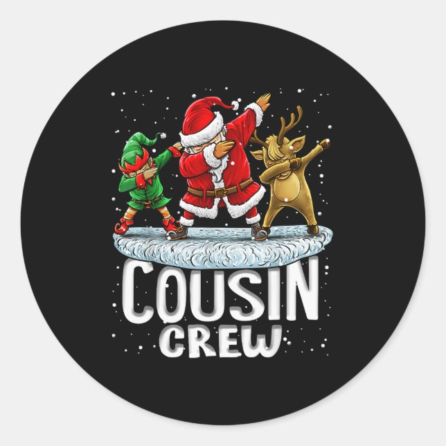 Adesivo Cousin Crew Santa Elf Dabbing Matching Family Chri (Frente)