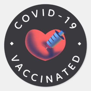 Adesivo Covid- 19 Coração e Seringa Vacinados