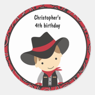 Adesivo Cowboy Birthday Stickers