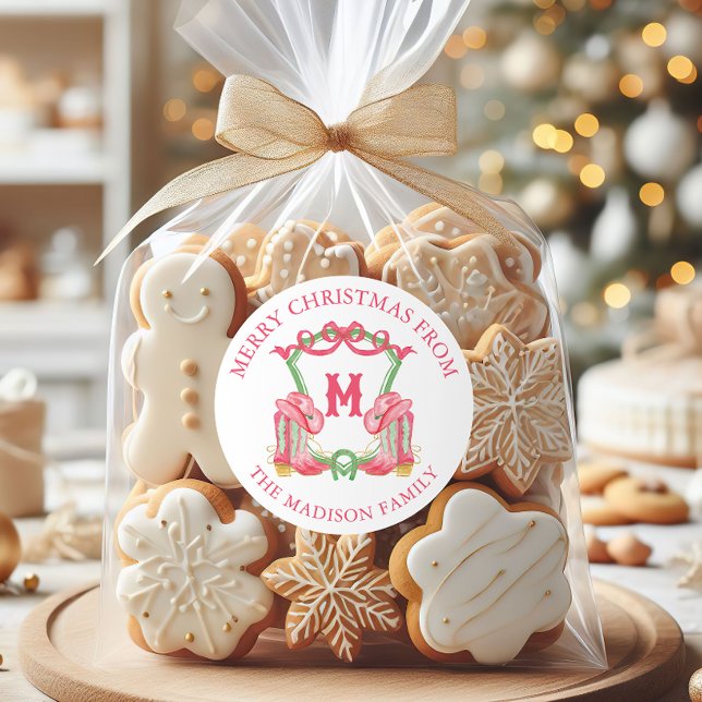 Adesivo Cowboy de Natal com aquarela Boots Monogramas Cres (Criador carregado)