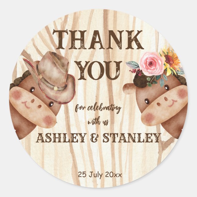 Adesivo Cowboy gênero revela festa (Frente)